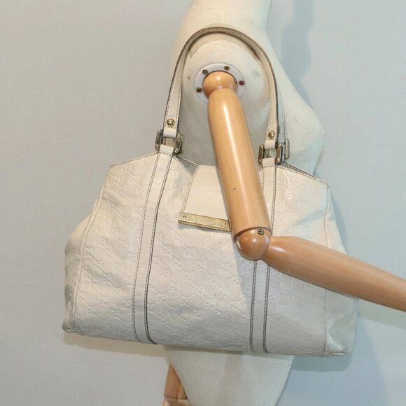 GUCCI GG Canvas Guccissima Hand Bag White Gold - Picture 1 of 16